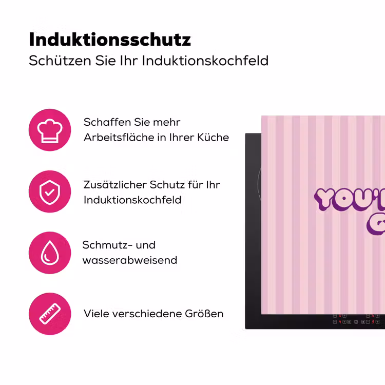 Paars - Strepen - You're doing great - Schaduw Inductie beschermer vinyl 3mm klein -zzzzzzz-lf-ups