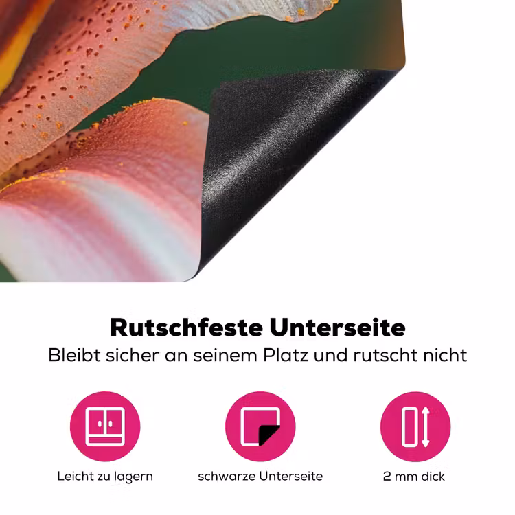 Lelie - Close up - Lichtroze Inductie beschermer vinyl 3mm klein -zzzzzzz-lf-onderkant