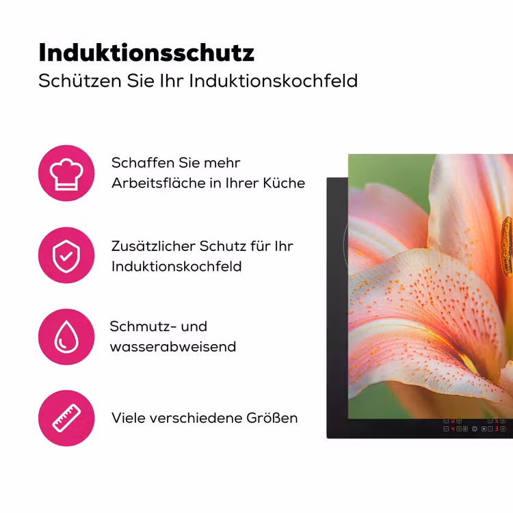 Lelie - Close up - Lichtroze Inductie beschermer vinyl 3mm klein -zzzzzzz-lf-ups