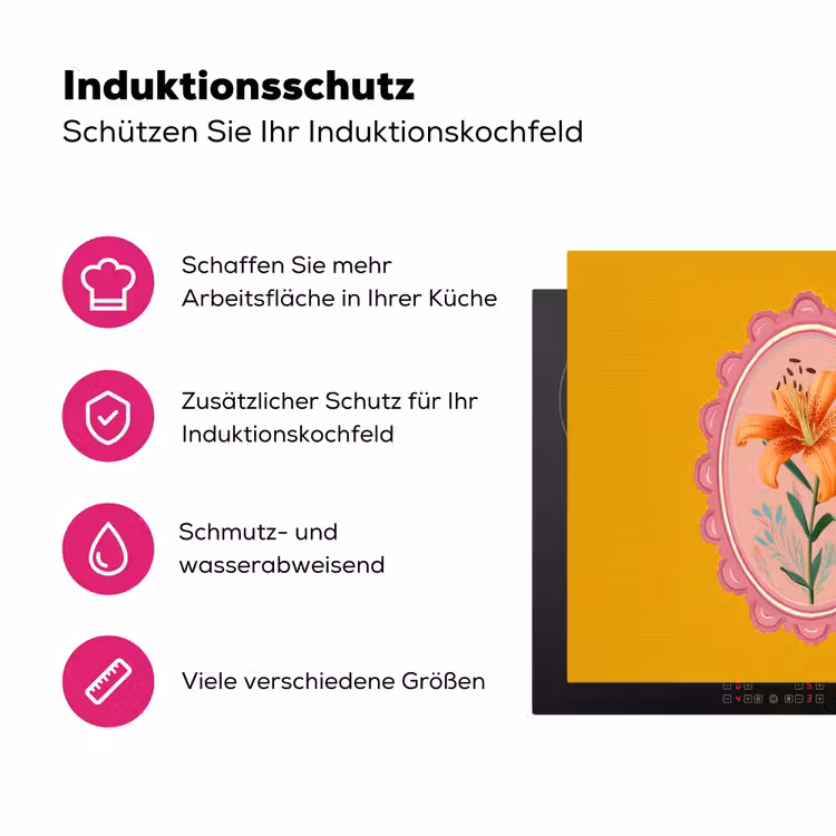 Lelie - Oranje - Lijst - Ovaal Inductie beschermer vinyl 3mm middel -zzzzzzz-lf-ups