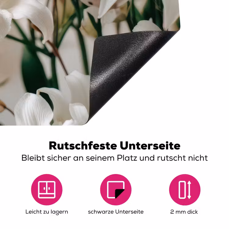 Lelies - Boekte - Wit - Meeldraden Inductie beschermer vinyl 3mm klein -zzzzzzz-lf-onderkant