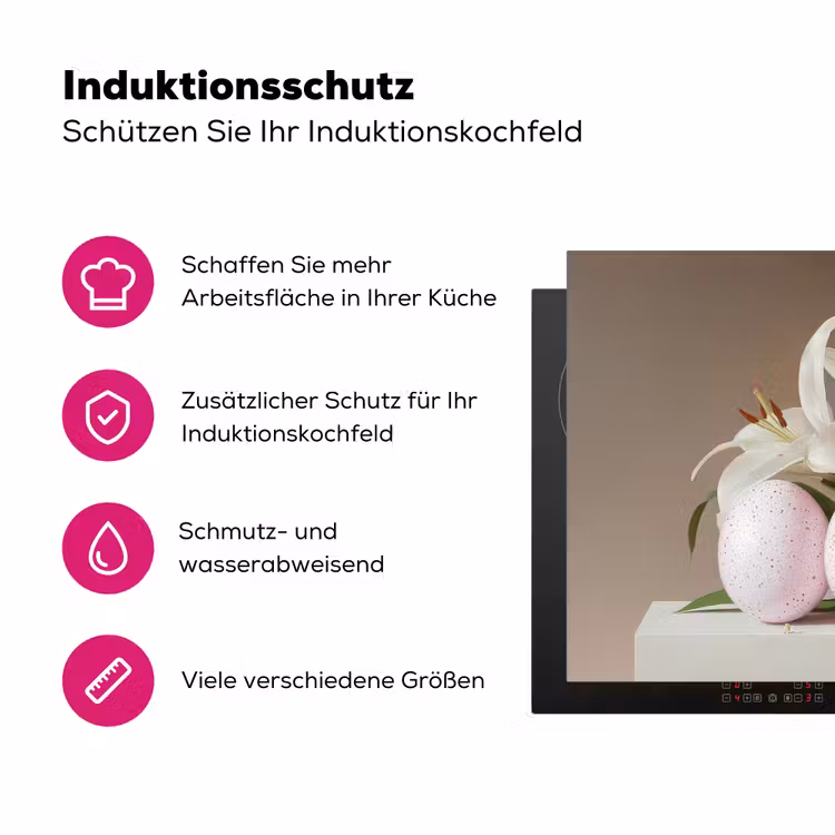 Lelies - Eieren - Pasen Inductie beschermer vinyl 3mm klein -zzzzzzz-lf-ups