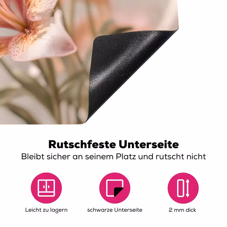 Lelies - Meeldraden - Roze - Wazig Inductie beschermer vinyl 3mm klein -zzzzzzz-lf-onderkant