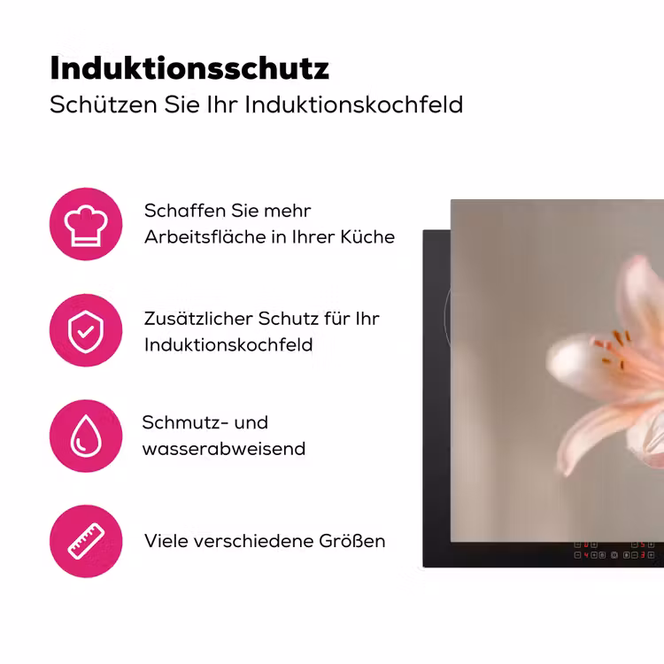 Lelies - Meeldraden - Roze - Wazig Inductie beschermer vinyl 3mm klein -zzzzzzz-lf-ups
