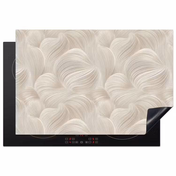 Lijnen - Waaier - Beige Inductie beschermer vinyl 3mm klein 276 -3d