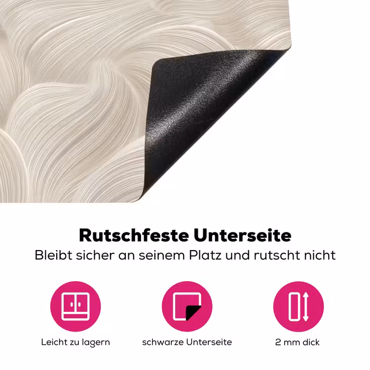 Lijnen - Waaier - Beige Inductie beschermer vinyl 3mm klein 276 -zzzzzzz-lf-onderkant