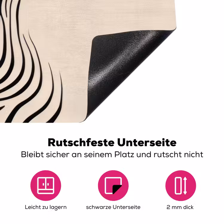 Lijnen - Abstract - Golvend - Zwart Inductie beschermer vinyl 3mm klein -zzzzzzz-lf-onderkant