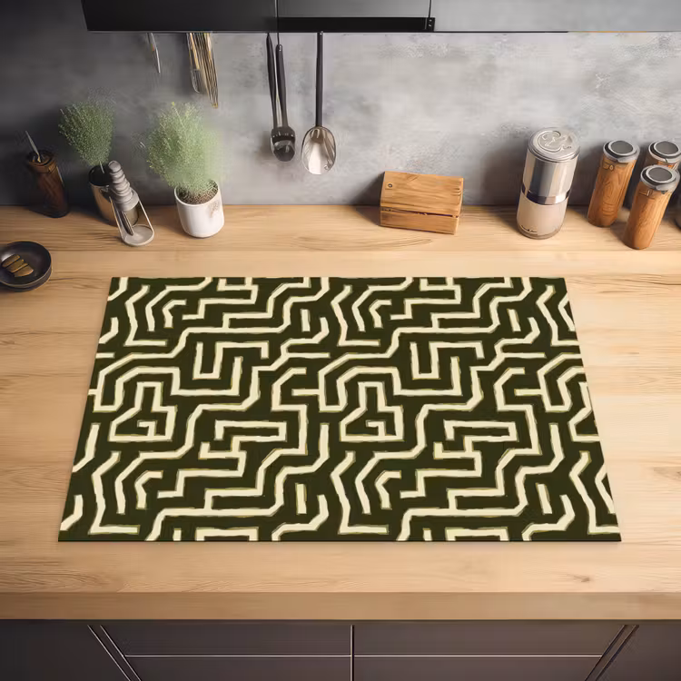 Lijnen - Abstract - Groen Inductie beschermer vinyl 3mm klein 276 -sfeer5