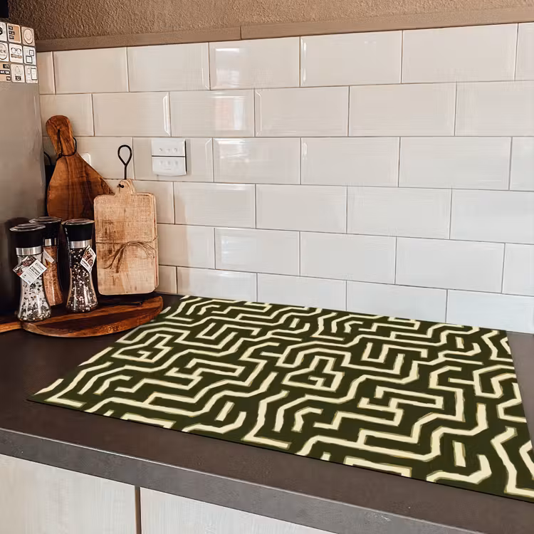 Lijnen - Abstract - Groen Inductie beschermer vinyl 3mm klein 276 -sfeer3