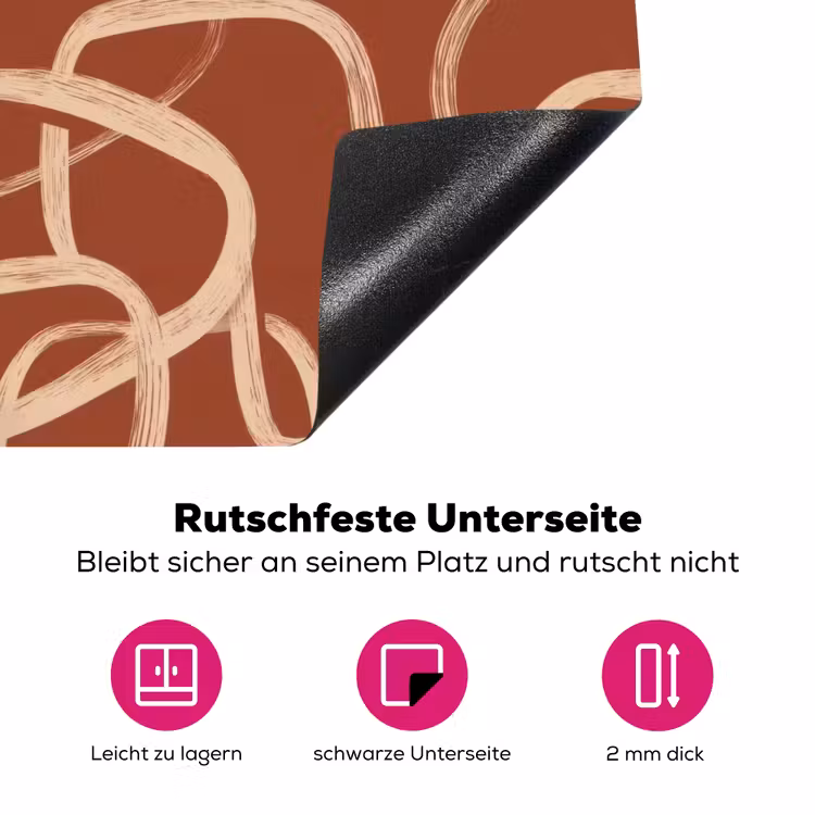 Lijnen - Abstract - Organisch - Terracotta - Crème Inductie beschermer vinyl 3mm middel 274 -zzzzzzz-lf-onderkant