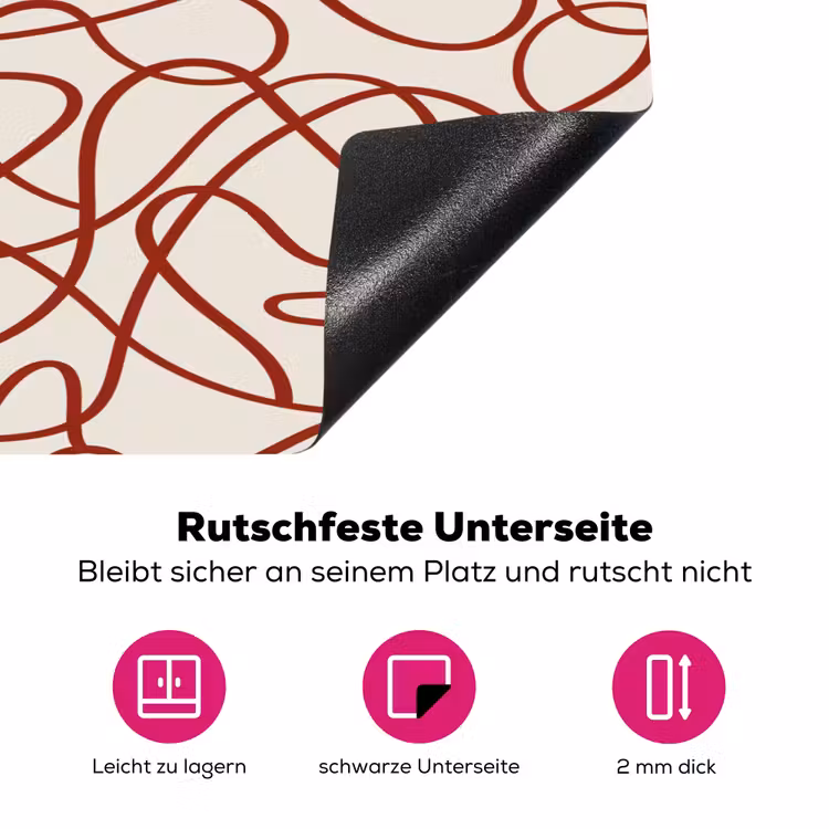 Lijnen - Abstract - Rood - Beige Inductie beschermer vinyl 3mm klein 276 -zzzzzzz-lf-onderkant