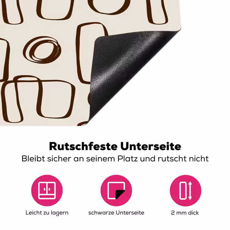 Lijnen - Beige - Patroon - Donkerbruin Inductie beschermer vinyl 3mm klein 276 -zzzzzzz-lf-onderkant