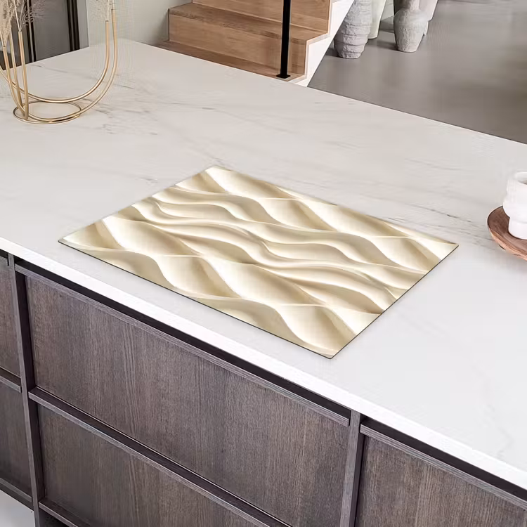 Lijnen - Golvend - Crème Inductie beschermer vinyl 3mm klein 276 -sfeer8