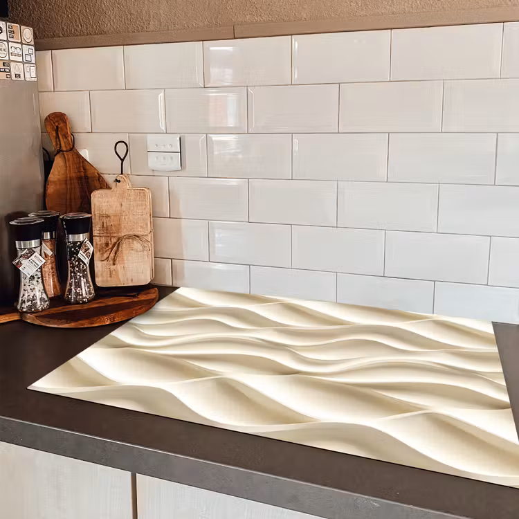 Lijnen - Golvend - Crème Inductie beschermer vinyl 3mm klein 276 -sfeer3