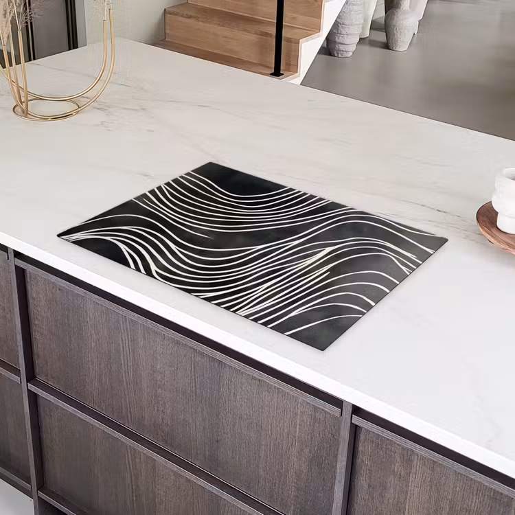 Lijnen - Patroon - Abstract - Wit Inductie beschermer vinyl 3mm klein -sfeer8