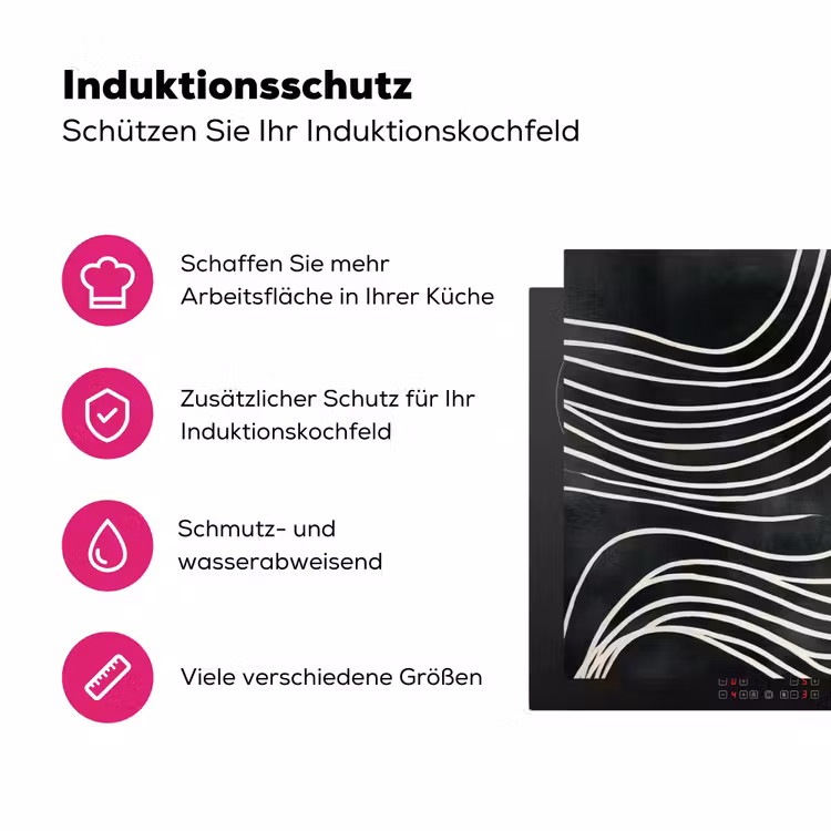 Lijnen - Patroon - Abstract - Wit Inductie beschermer vinyl 3mm klein -zzzzzzz-lf-ups