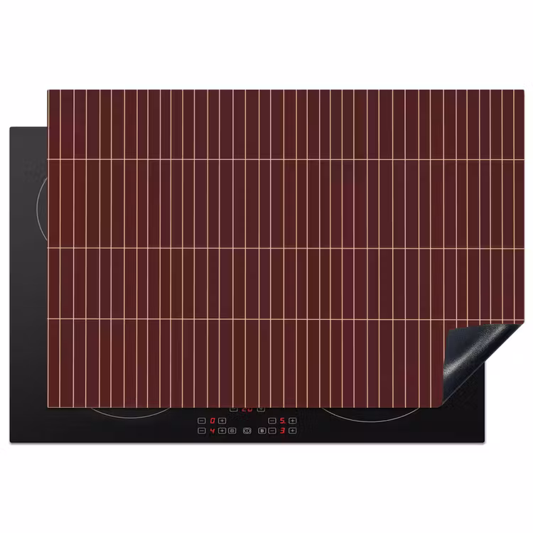 Lijnen - Patroon - Bordeaux Inductie beschermer vinyl 3mm klein 276 -3d