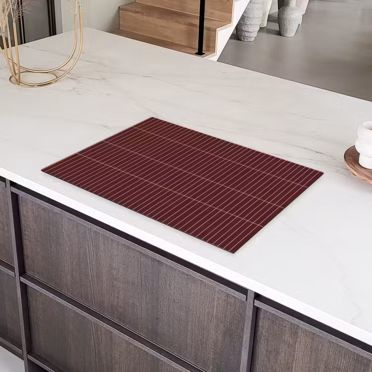 Lijnen - Patroon - Bordeaux Inductie beschermer vinyl 3mm klein 276 -sfeer8