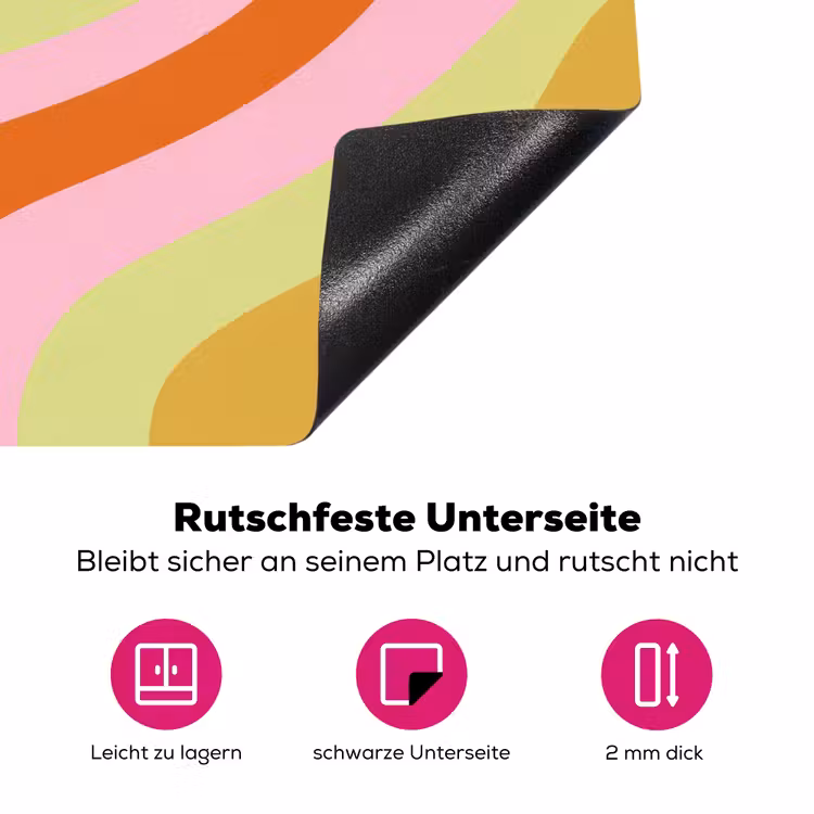 Lijnen - Pasteltinten - Golvend Inductie beschermer vinyl 3mm klein -zzzzzzz-lf-onderkant