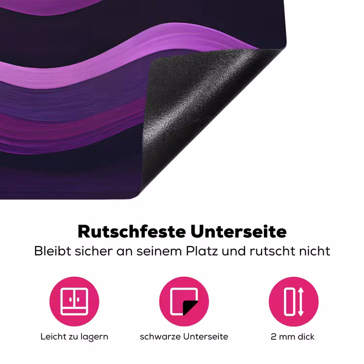Lijnen - Golven - Paars - Abstract Inductie beschermer vinyl 3mm klein -zzzzzzz-lf-onderkant