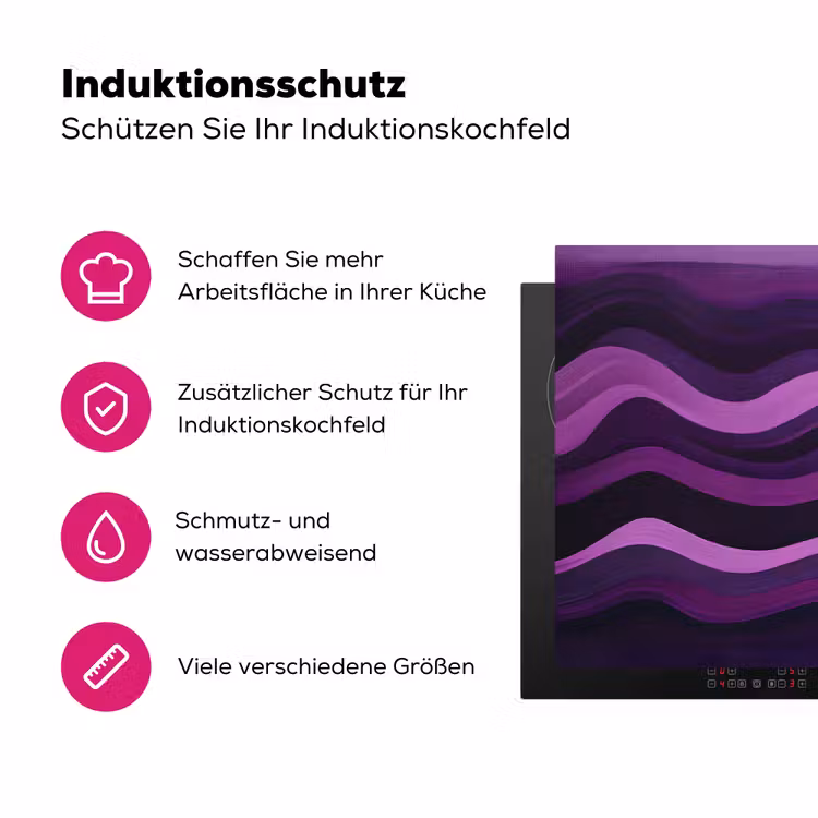 Lijnen - Golven - Paars - Abstract Inductie beschermer vinyl 3mm klein -zzzzzzz-lf-ups