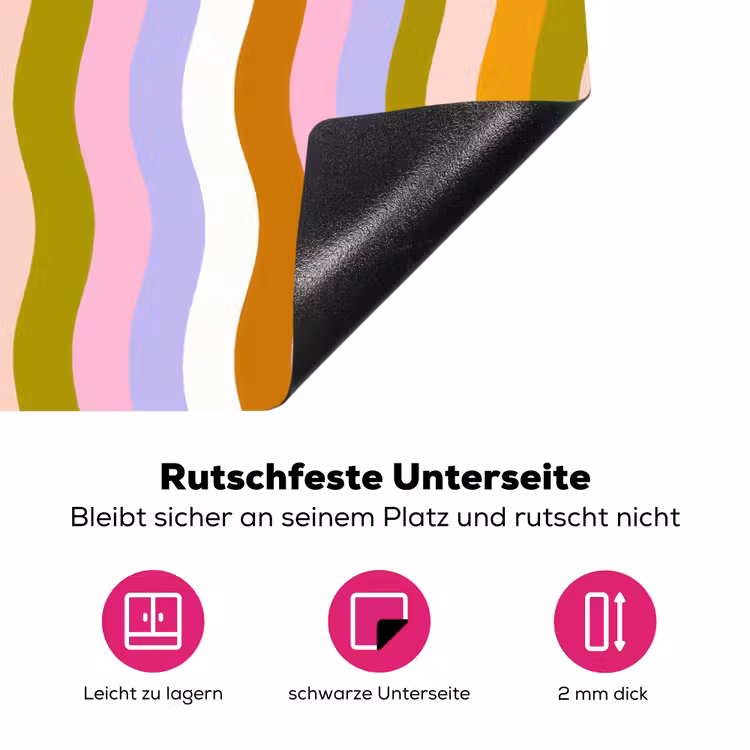 lijnen - Golven - Pastelkleuren - Patroon Inductie beschermer vinyl 3mm klein -zzzzzzz-lf-onderkant