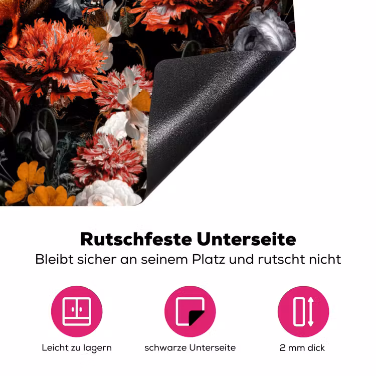 Lippen - Bloemen - Verf - Oranje - Kunst - Abstract - Oude meesters Inductie beschermer vinyl 3mm klein -zzzzzzz-lf-onderkant