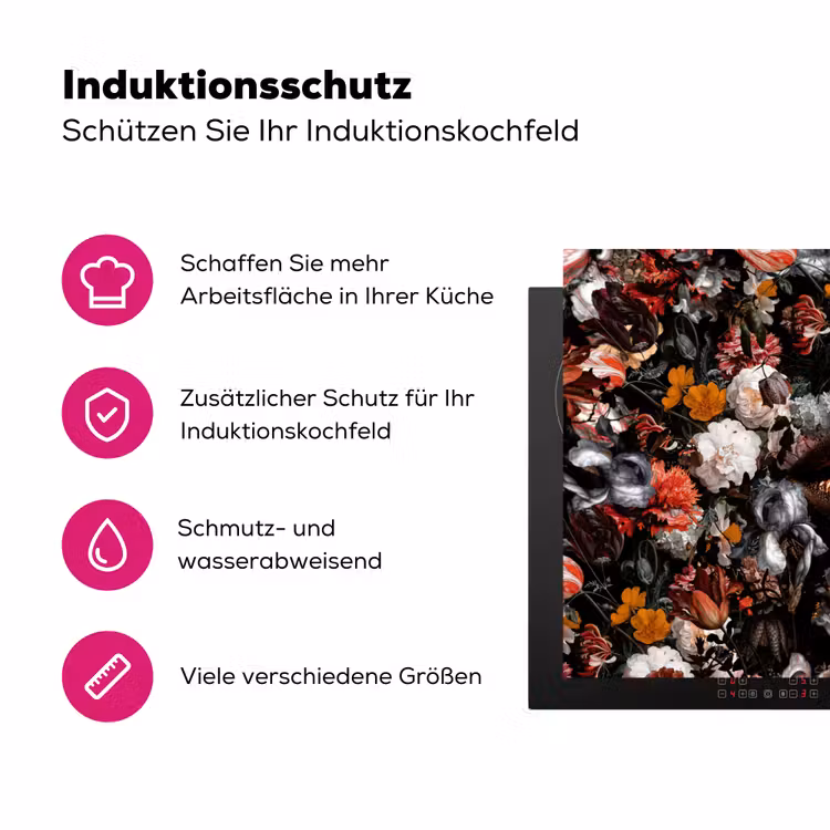 Lippen - Bloemen - Verf - Oranje - Kunst - Abstract - Oude meesters Inductie beschermer vinyl 3mm klein -zzzzzzz-lf-ups