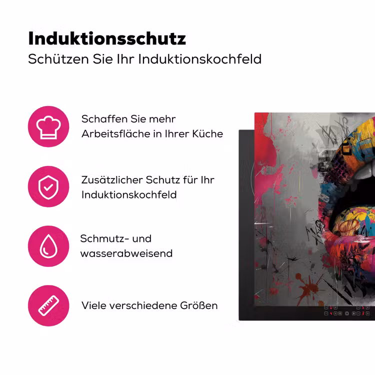 Lippen - Graffiti - Expressief Inductie beschermer vinyl 3mm klein -zzzzzzz-lf-ups