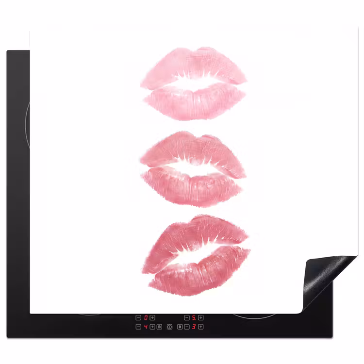 Lippen - Kusafdruk - Roze - Modern - Abstract Inductie beschermer vinyl 3mm middel -3d