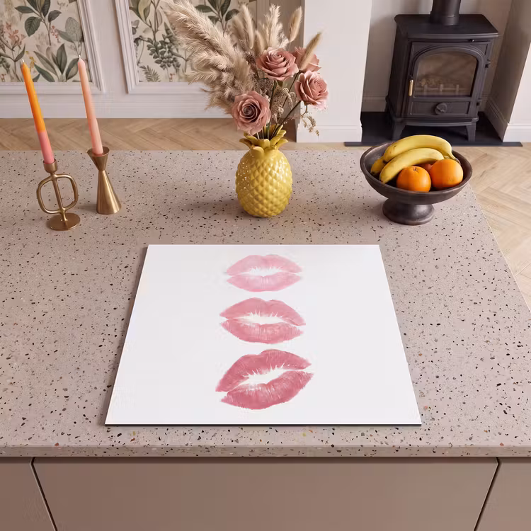 Lippen - Kusafdruk - Roze - Modern - Abstract Inductie beschermer vinyl 3mm middel -sfeer3