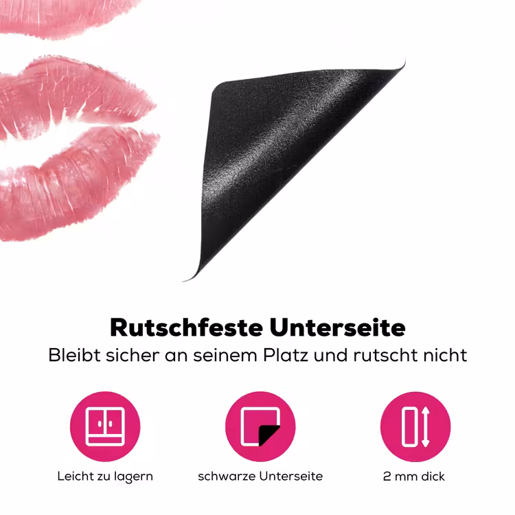 Lippen - Kusafdruk - Roze - Modern - Abstract Inductie beschermer vinyl 3mm middel -zzzzzzz-lf-onderkant
