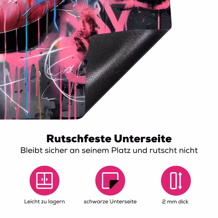 Lippen - Felroze - Graffiti - Verfstrepen Inductie beschermer vinyl 3mm klein -zzzzzzz-lf-onderkant