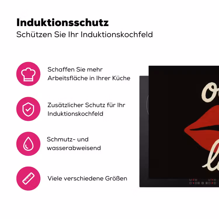 Lip - Rood - Quote Inductie beschermer vinyl 3mm klein -zzzzzzz-lf-ups