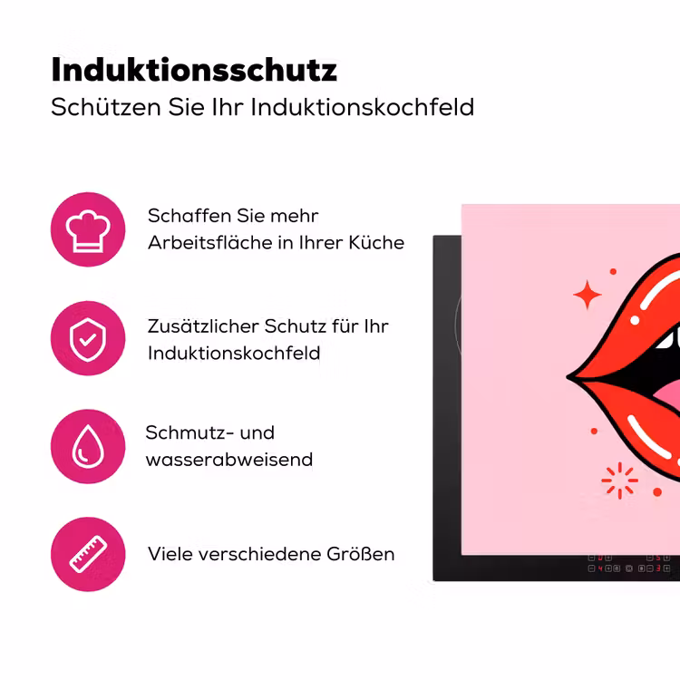 Lippen - Tong - Pop-art - Kleurrijk - Roze Inductie beschermer vinyl 3mm klein -zzzzzzz-lf-ups