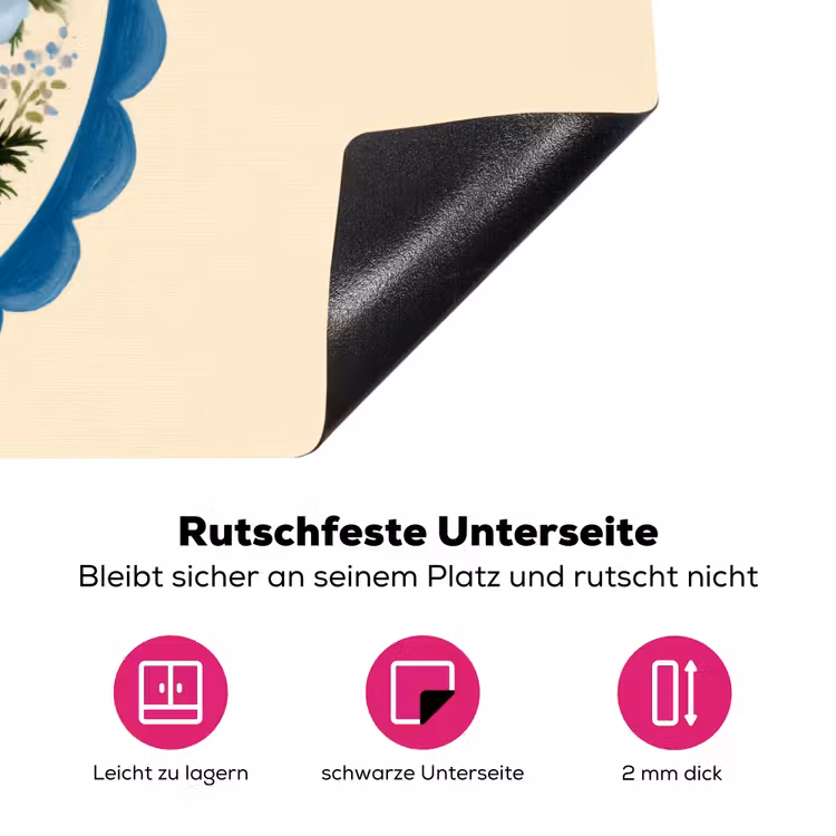 Lijst - Bloemen - Lichtblauw - Illustratie Inductie beschermer vinyl 3mm klein -zzzzzzz-lf-onderkant