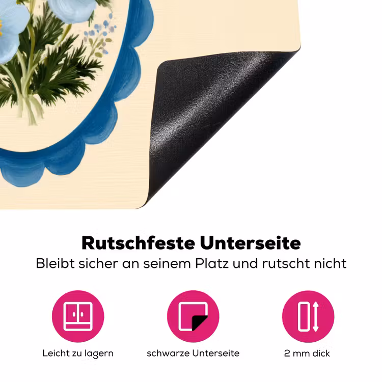 Lijst - Bloemen - Lichtblauw - Illustratie Inductie beschermer vinyl 3mm middel -zzzzzzz-lf-onderkant