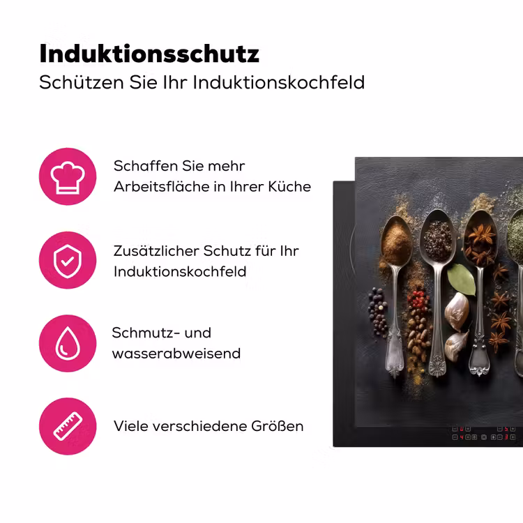 Lepels - Specerijen - Kaneel - Chili Inductie beschermer vinyl 3mm klein -zzzzzzz-lf-ups