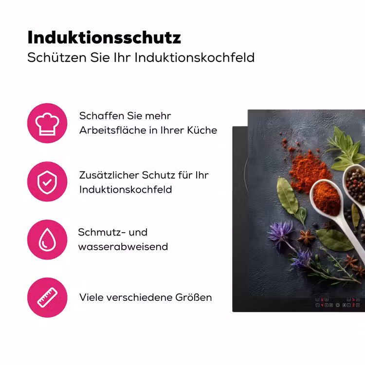 Lepels - Wit - Poeder - Kruiden Inductie beschermer vinyl 3mm klein -zzzzzzz-lf-ups