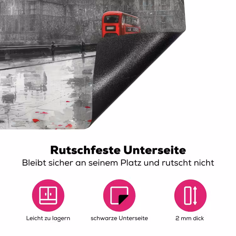 Londen - Rood - Zwart - Koppel - Romantisch Inductie beschermer vinyl 3mm middel -zzzzzzz-lf-onderkant