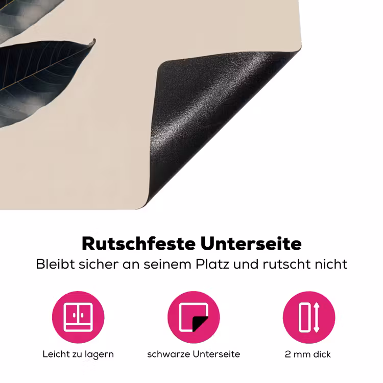 Laurierbladeren - Bloemknoppen - subtiel Inductie beschermer vinyl 3mm klein -zzzzzzz-lf-onderkant