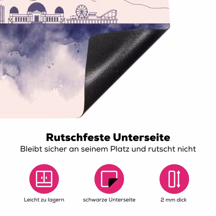 Los Angeles - Skyline - Architectuur - Aquarel - Blauw Inductie beschermer vinyl 3mm middel -zzzzzzz-lf-onderkant