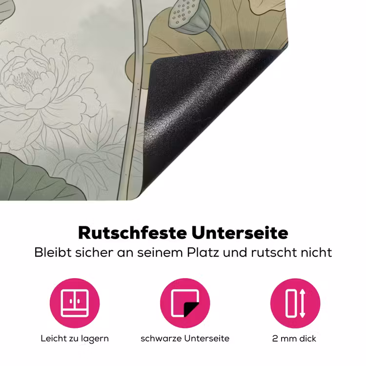 Lotus - Bloemen - Groen Inductie beschermer vinyl 3mm klein -zzzzzzz-lf-onderkant