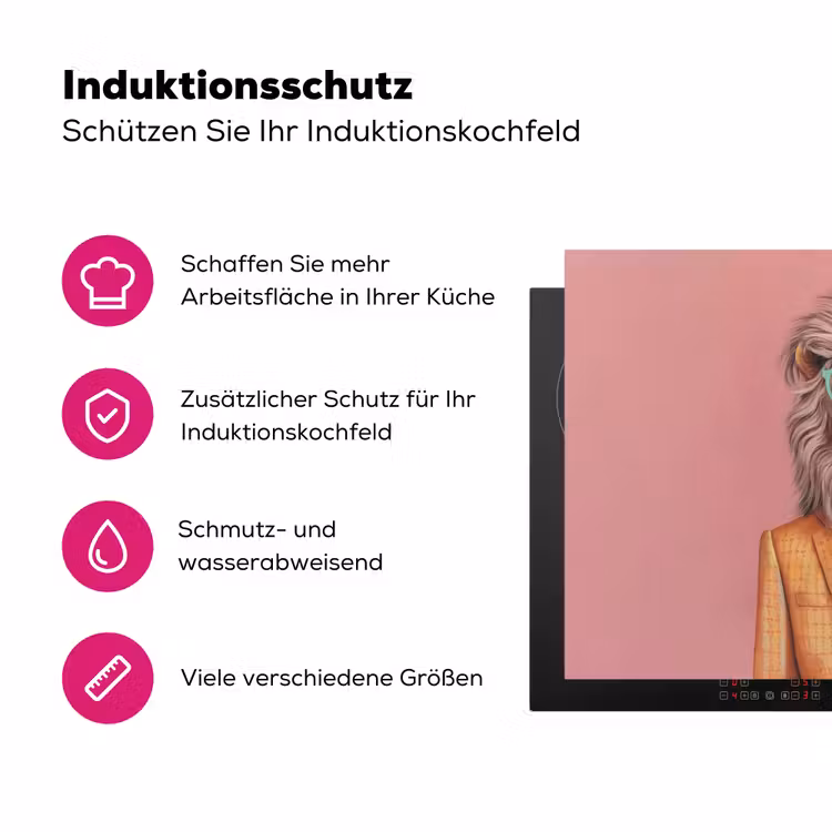 Leeuw - Pak - Geruit - Bril Inductie beschermer vinyl 3mm klein -zzzzzzz-lf-ups