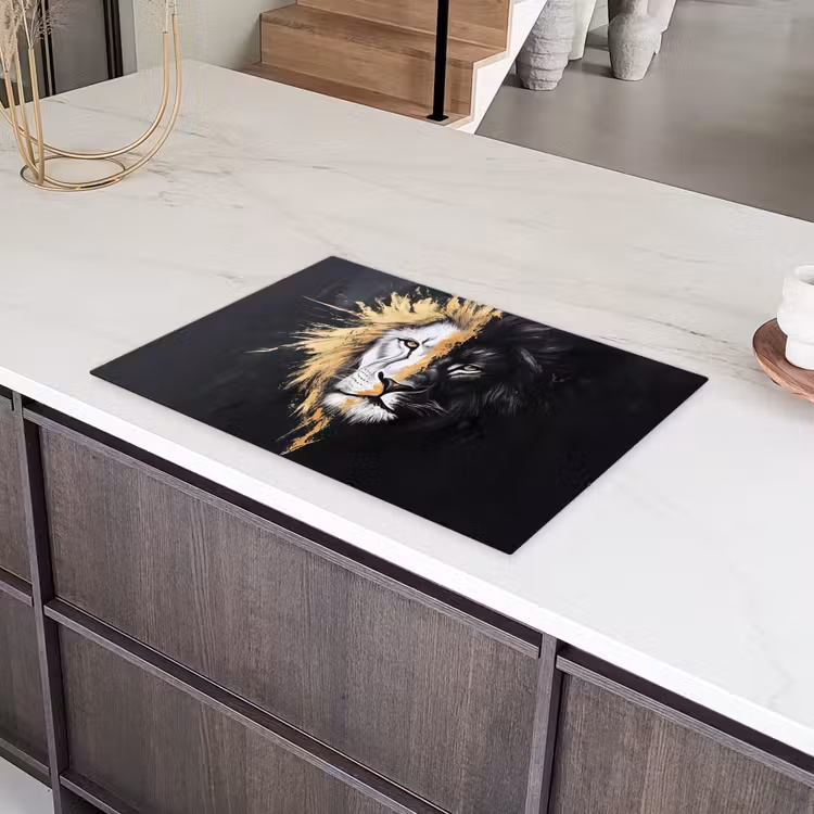 Leeuw - Gesplitst - Zwart - Lijn Inductie beschermer vinyl 3mm klein -sfeer8
