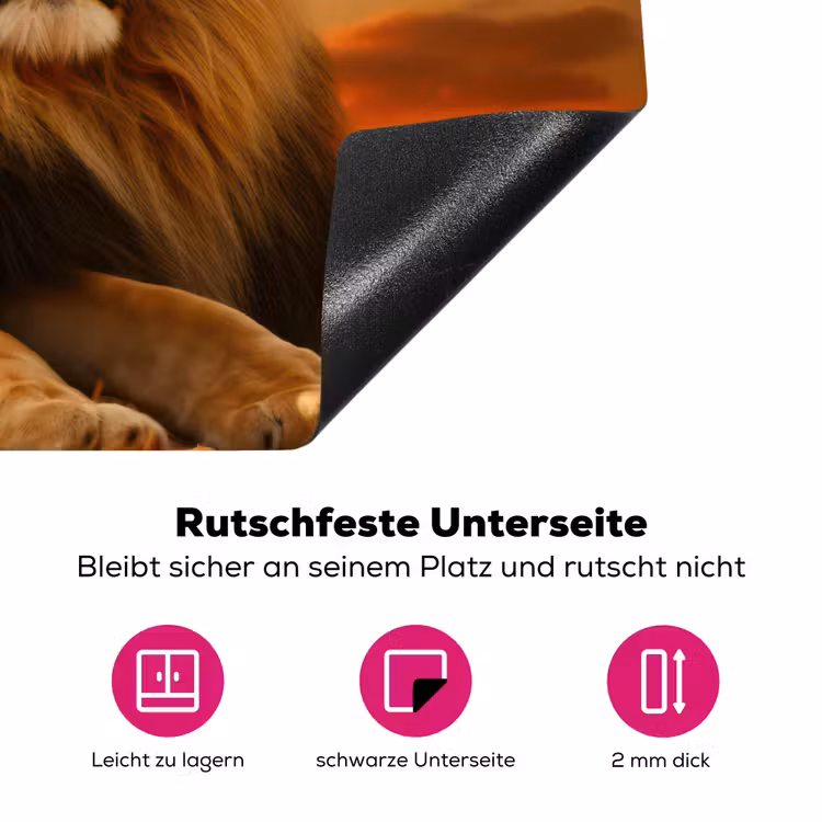 Leeuwen - Zonsondergang - Afrika - Savanne - Dieren Inductie beschermer vinyl 3mm klein -zzzzzzz-lf-onderkant