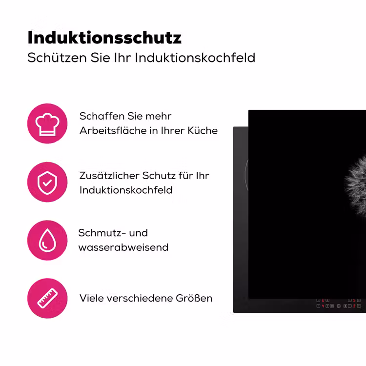 Paardenbloem - Zwart - Bloemen - Botanisch Inductie beschermer vinyl 3mm klein -zzzzzzz-lf-ups