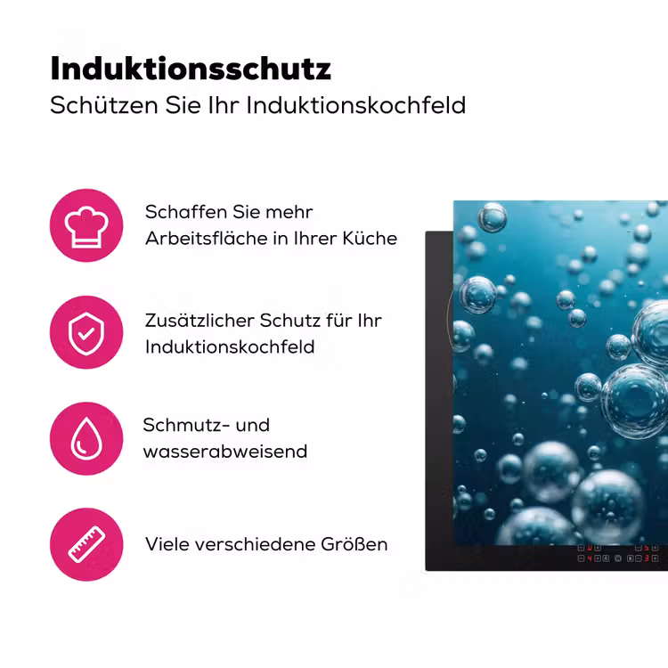Luchtbellen - Dynamisch - Blauw Inductie beschermer vinyl 3mm klein -zzzzzzz-lf-ups