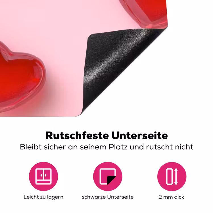 Lollies - Hartjes - Roze Inductie beschermer vinyl 3mm klein -zzzzzzz-lf-onderkant