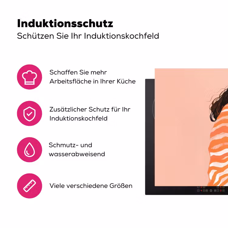 Meisje - Deken - Gestreept - Oranje Inductie beschermer vinyl 3mm klein -zzzzzzz-lf-ups